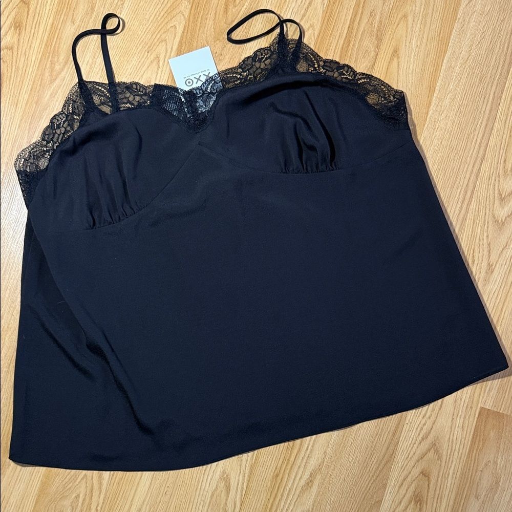 NWT Rodarte Target Black Lace Trim Camisole Top 3X Plus